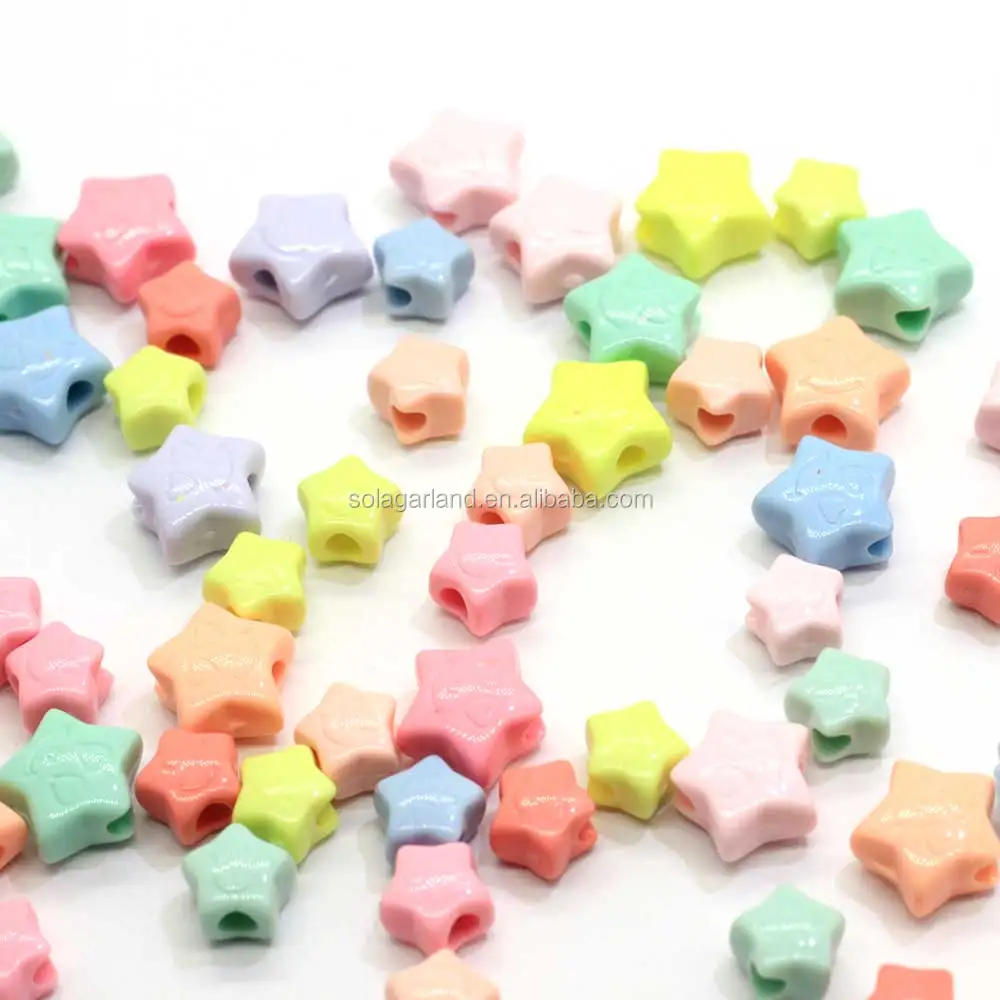 

8mm 11mm Colorful Mixed Colors Acrylic Five Pointed Star Beads For Bracelet Child Toy Making Beads, You can choose any one color or mixed color