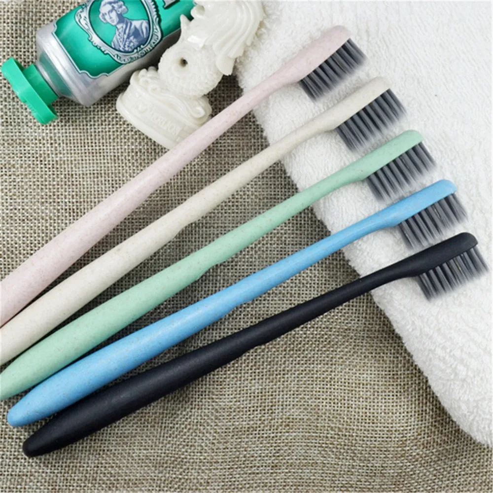 

Eco friendly Biodegradable toothbrush Natural Hard/Medium/Soft Bristle wheat straw handle charcoal bristle Toothbrush, Customized color