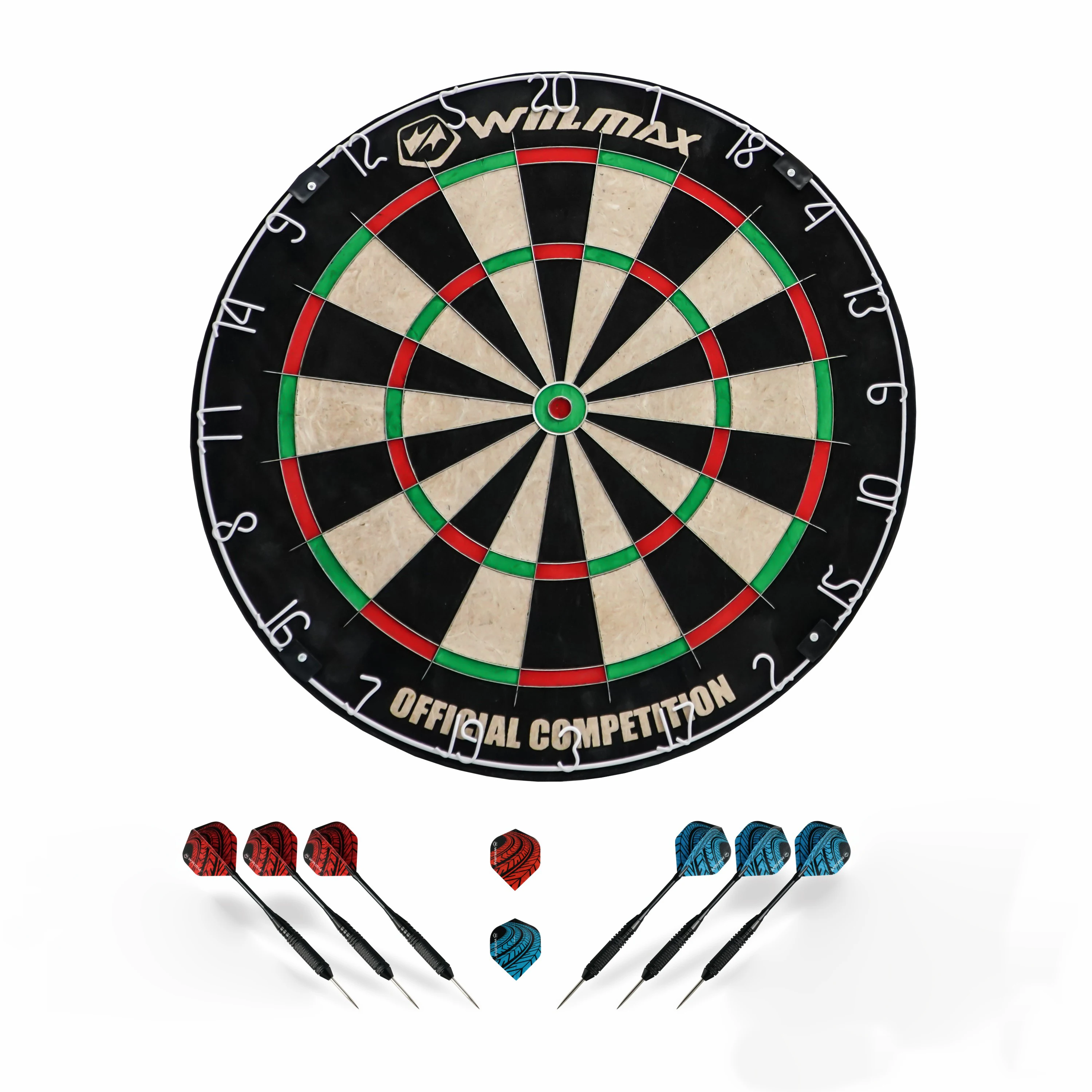 Win.max Sisal Professional Dart Board with Bristle Steel Tips Flights Finger Grip Wax and 6 Darts