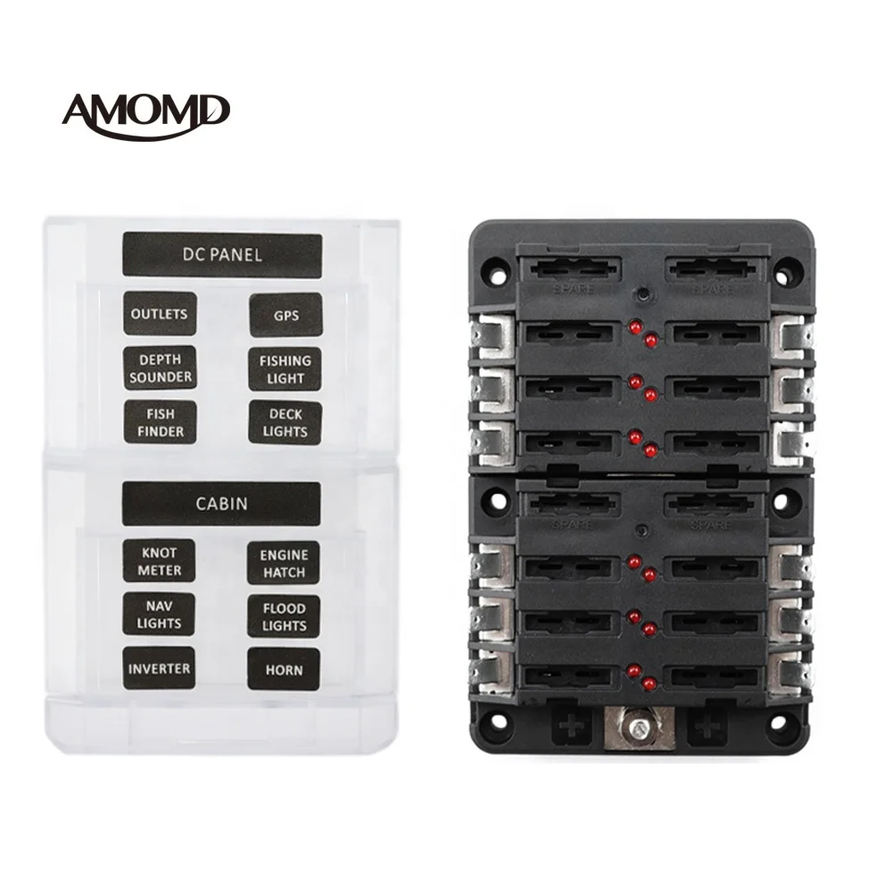 
DC 32V 12 way DC 2x6 Way Marine Fuse Blade Circuit Breaker Block ATP/ATO/ATC Mega Fuse Holder Box 