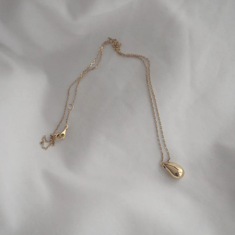 

Korean vintage S925 silver raindrop fashion INS style pendant necklace