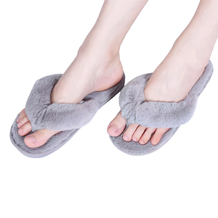 

Woman Non Slip Soft Plush Flip Flops Slippers Fashion House Slide Rabbit Fur Slipper, Customized color