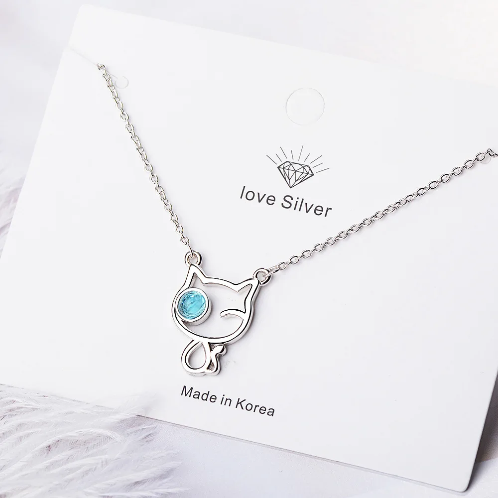 

Cute Cats Pendant Kids Girls Chokers Statement Necklace Lucky Gift, Silver