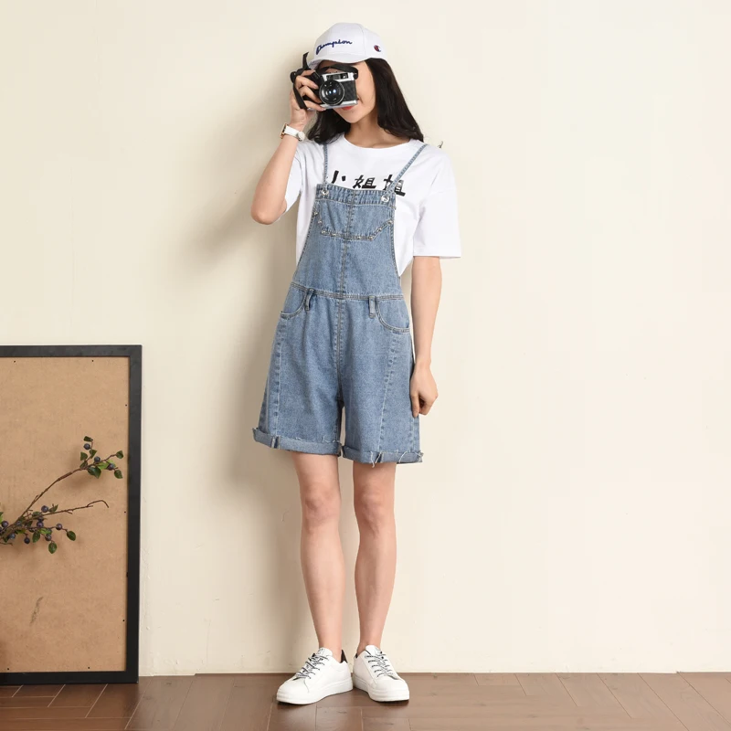 

OEM hot sale high quality women summer shorts overall denim pants, As picture