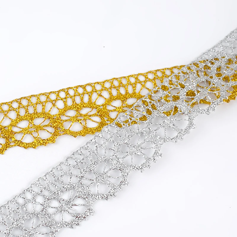 

Deepeel KY2162 3cm Garment Accessories Gold Silver Wave Curve Clothing Textiles Ribbon Trims Lace Fabric