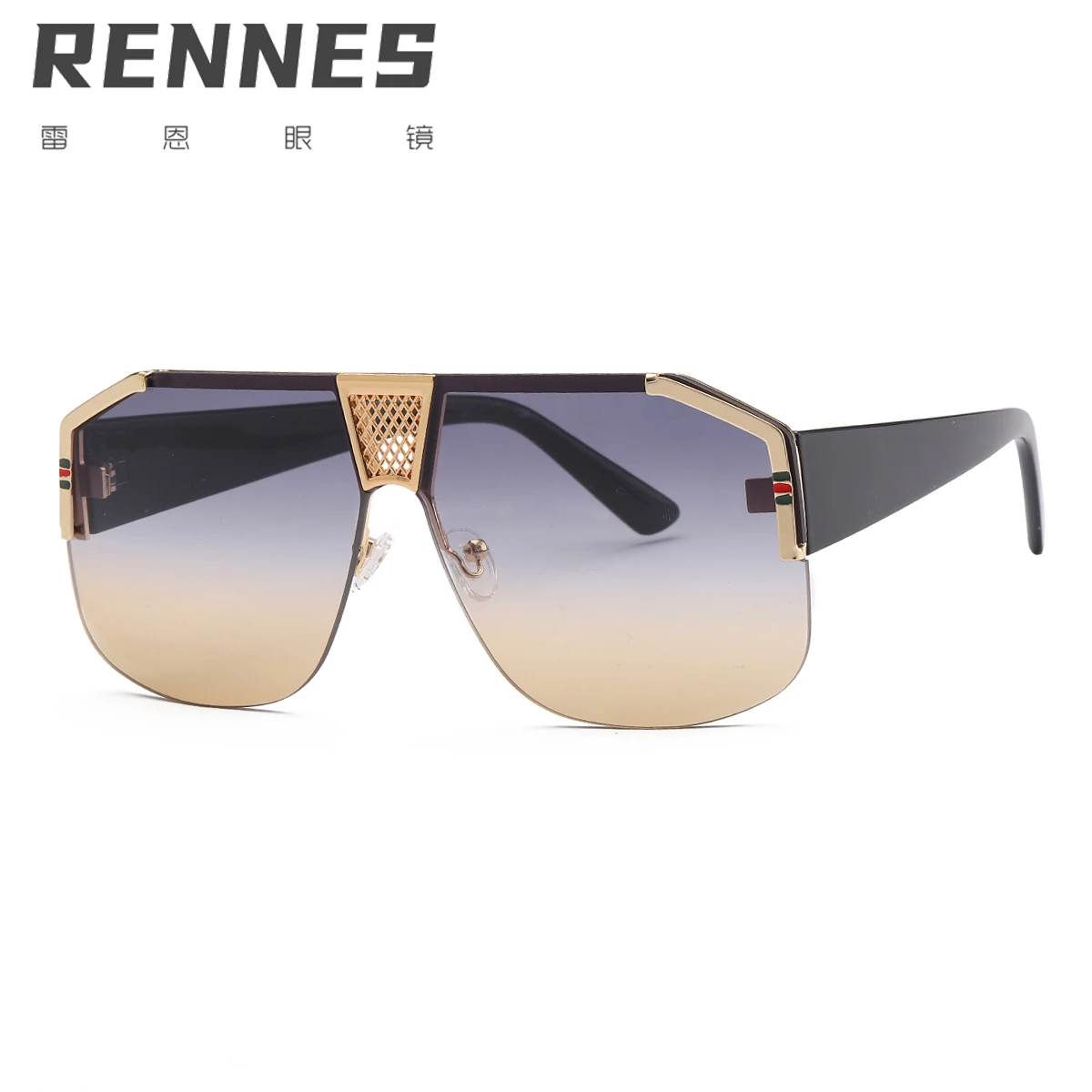 

2021 metal frame sunglasses fashion European and American large frame black glasses personalized European and American2570