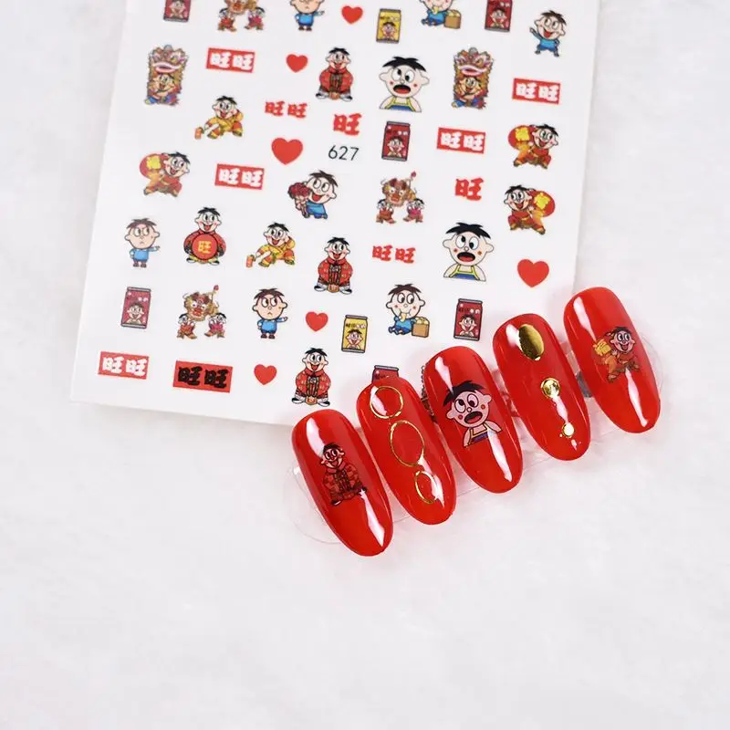 

3d nail art new year Chinese spring festival fashionable colorful joyful custom nail stickers