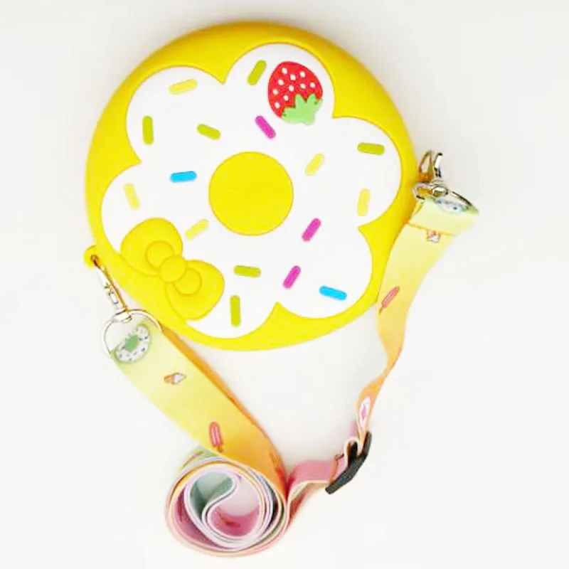 

Factory Directly Sell Food Grade Silicone Luxury Cute Cartoon Silicone Bag Keys Pouch Doughnut Coin Purses, Pink/blue/yellow