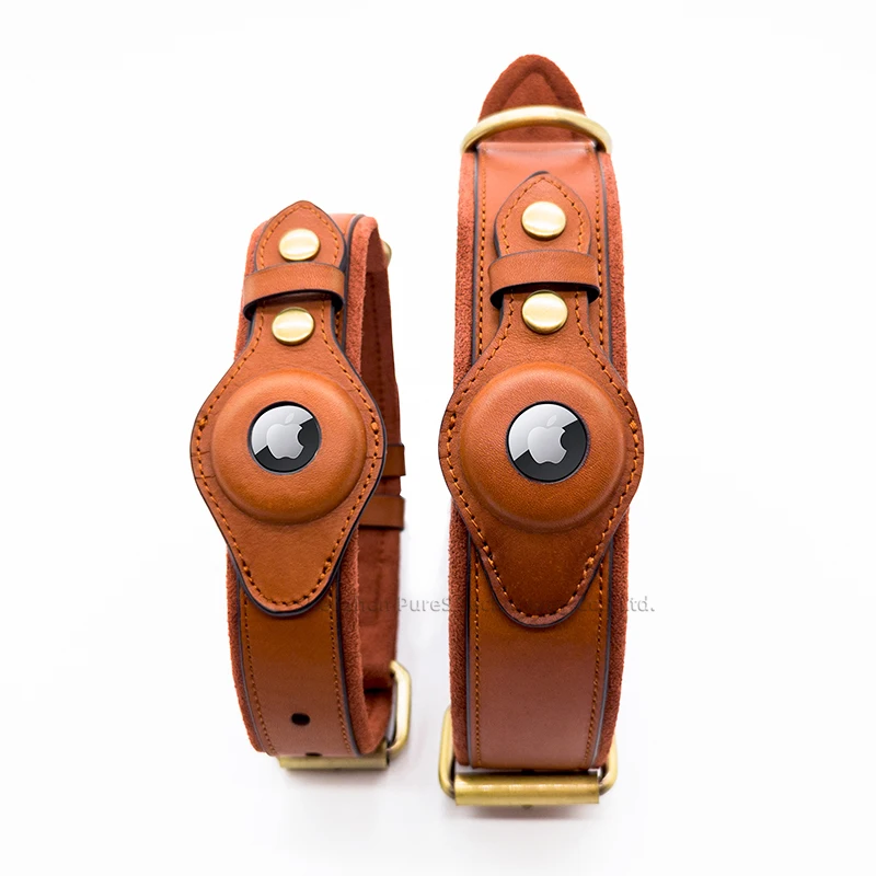 

sail anti barking genuine leather leash small dog harness collar buckle dog, Brown,black
