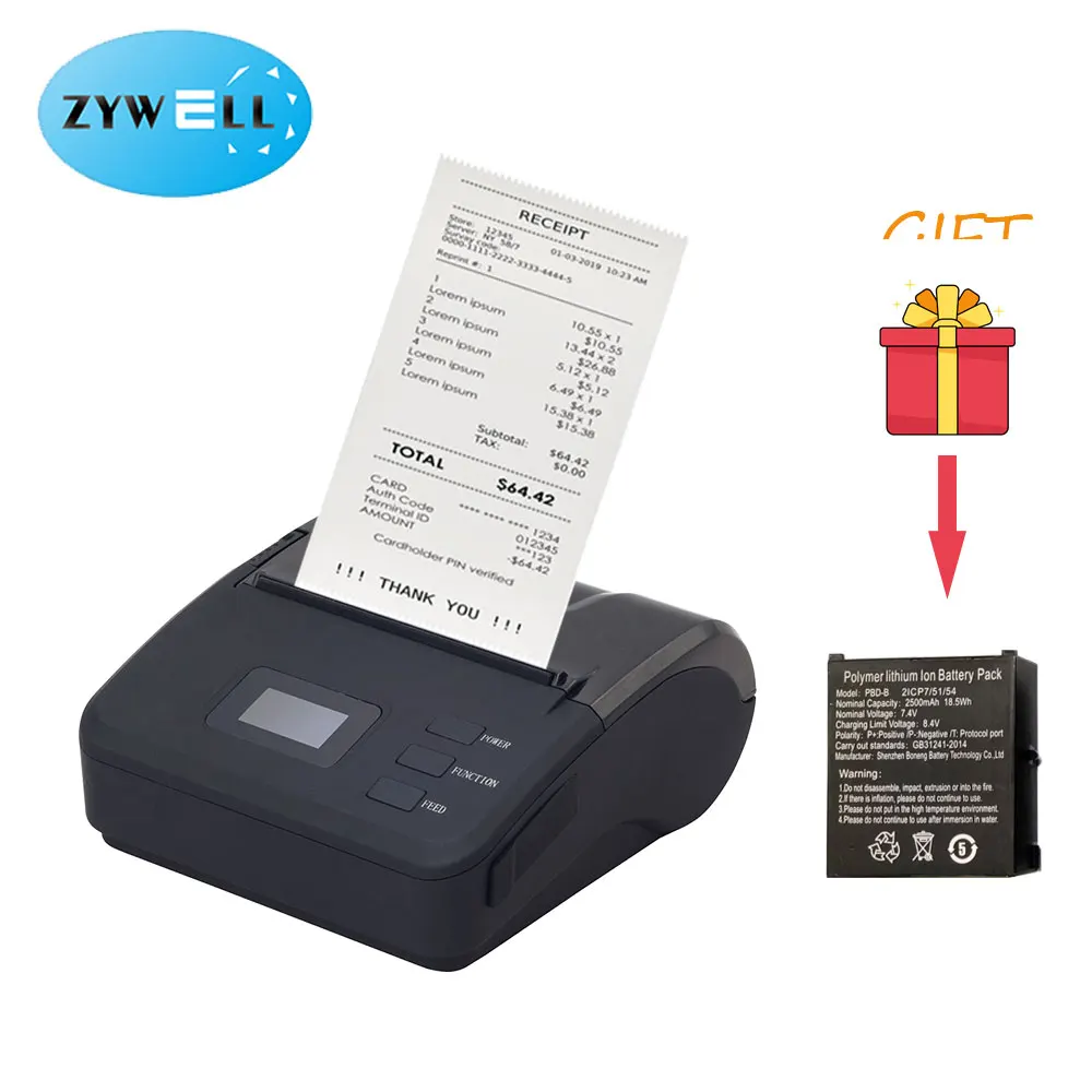 

Mini portable 80mm 3 inch thermal receipt printer handheld bluetooth printer support Android/IOS