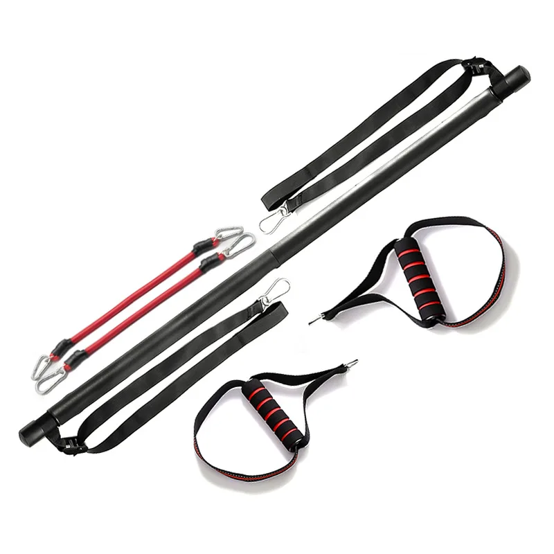 

Fitness Equipment Bar Resistance Bands Pilates Easy To Carry Upgrade Yoga Rod, Red/black