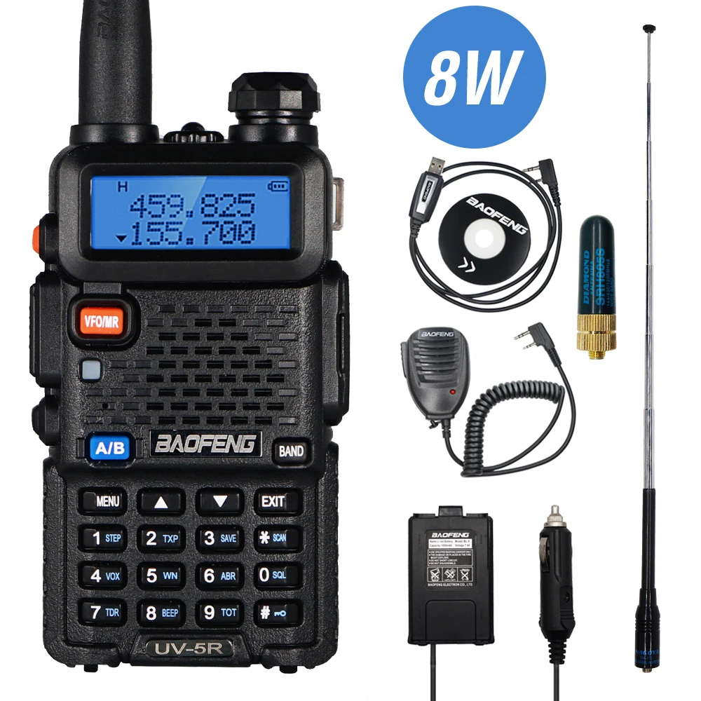 

Original 8W Baofeng UV-5R Walkie Talkie Dual Band 136-174Mhz & 400-520Mhz Portable BF UV5R Two Way Radio Pofung HF Transceiver, Black/yellow/blue/red/army green