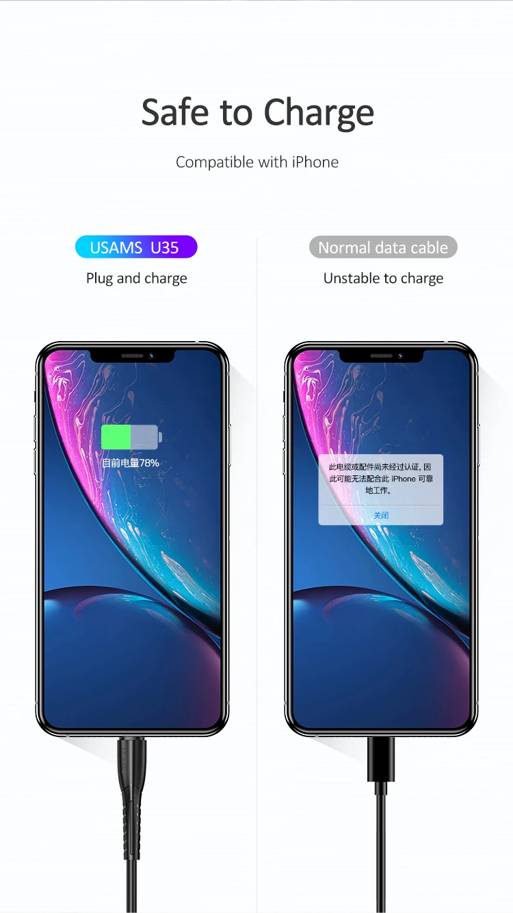 USAMS SJ364 free shipping Charging 1m USB Cable For iphone 11 pro max
