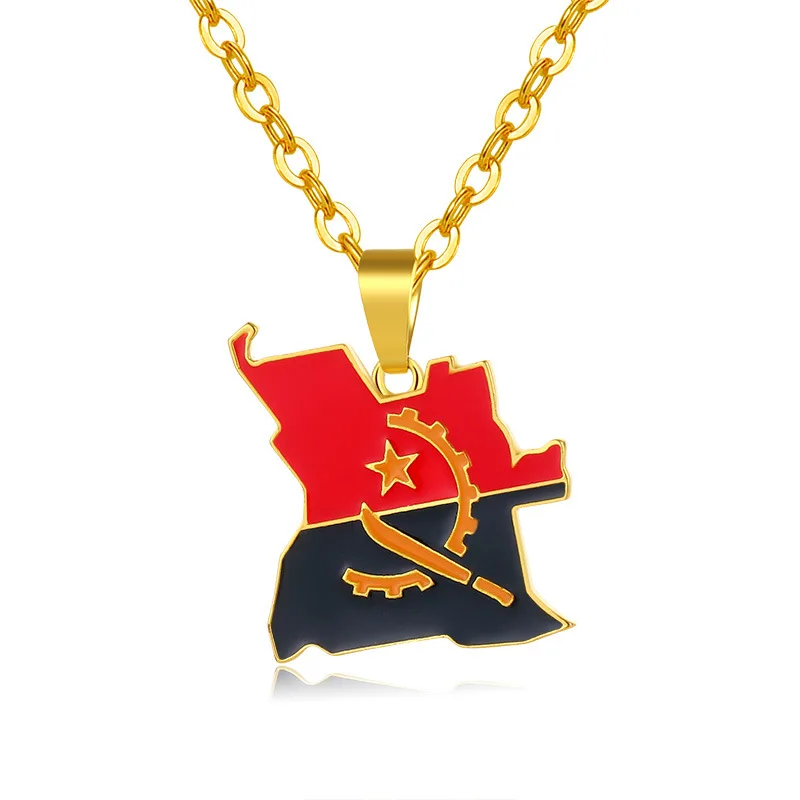 

Ebay Best Selling Angola Turkey Map Pendant Necklace Gold Plating Stainless Steel Map Necklace, Picture color