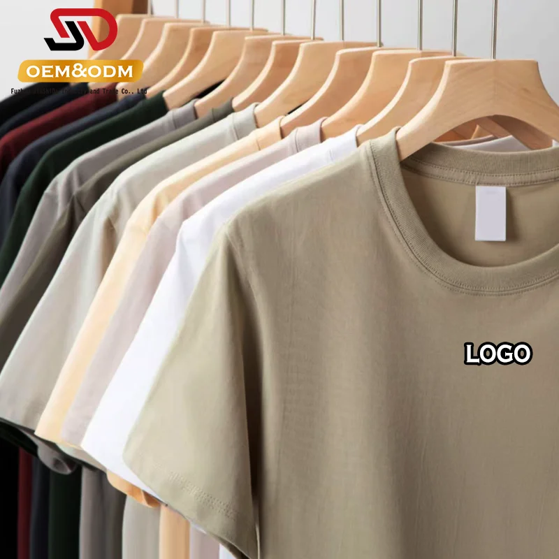 JSD OEM Wholesale 100% Cotton 220g Casual Solid Knitted Screen Printed Short Sleeve Regular Fit Custom Men's T-Shirts
