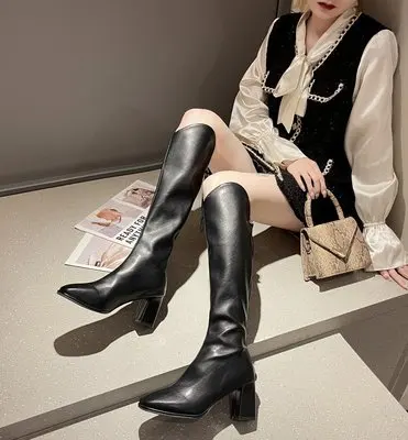 

Luxury thigh high boots women heel ladies fashion fall for women knee sexy luxury brand boots
