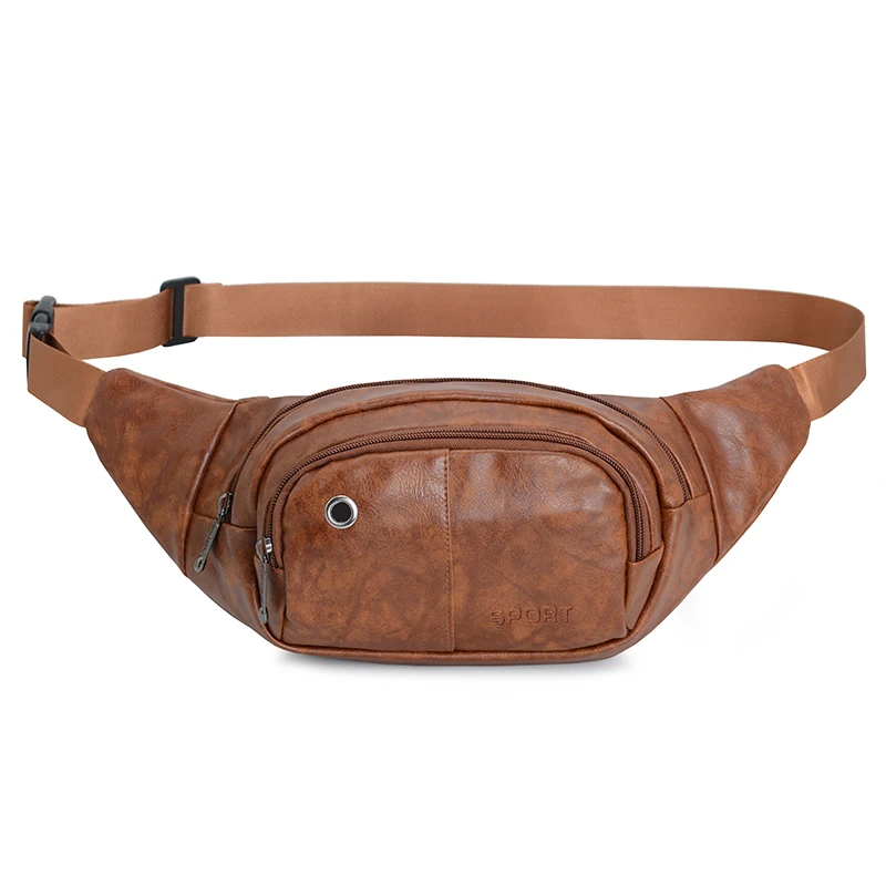 

Wholesale cycling designer sports walking mens pu leather bum bag vendor boys fanny pack