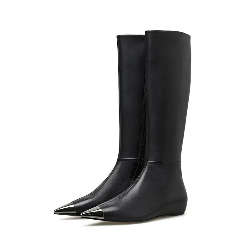 

Winter boots 2021 comfortable sequin pointed flat knee boots flat shoes for women new styles cheap shoes made in china for wom, Black