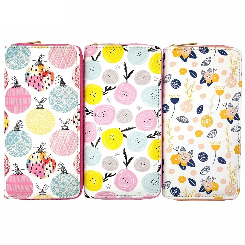 

2021 new small fresh flowers PU wallet long zipper wallet ladies purses cultural innovation factory spot wallets