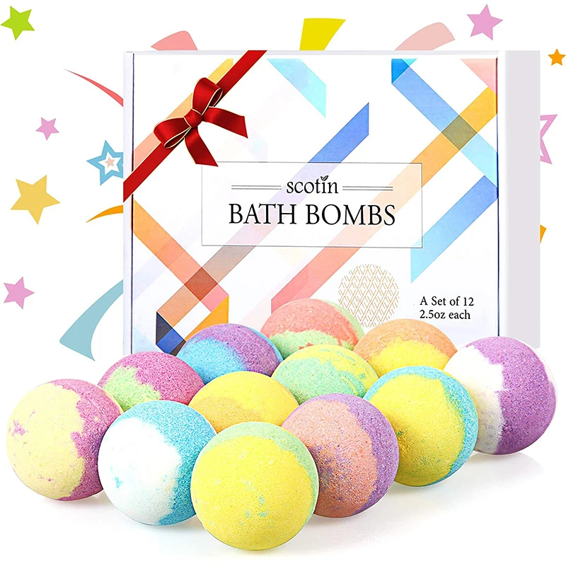 

70g Bath Bombs Gift Set 12 Fizzies Pack Shea and Cocoa Butter Dry Skin Moisturize for Bubble Spa Bath Bombs