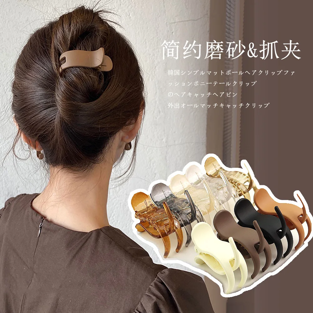 

New Design Fashion Solid Colors Elegant Acrylic Geometric Hair Claw Clips Big Matte Hair Claw Clamps For Woman Girls Thick Hair