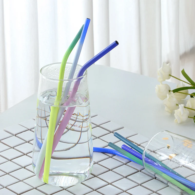 

Amazon Hot Sale Reusable Color Changing Metal Food Grade Straw, Blue pink/blue white/green yellow