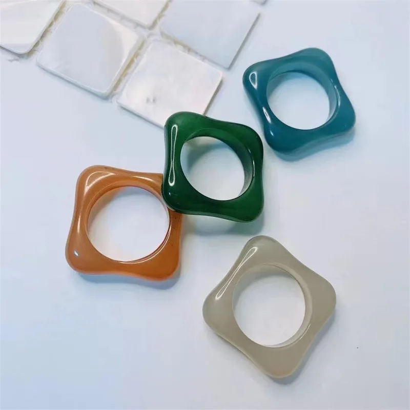 

JUHU 2021 Acid Acrylic Acetate cute colorful Jewelry Wholesale resin ring for girl ring women simple fashion rings