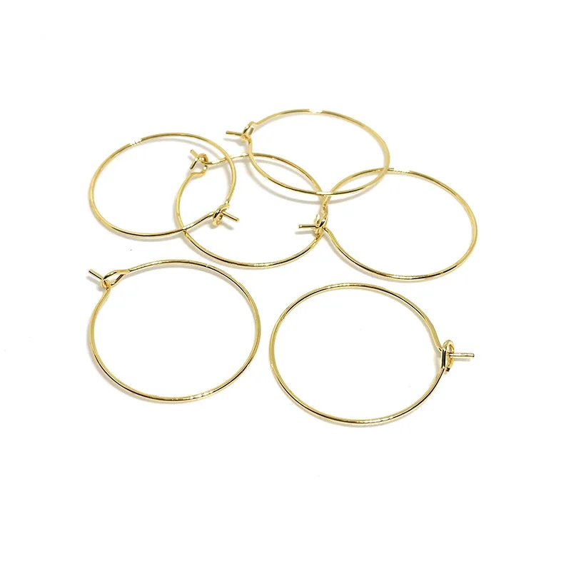 DIY 14k gold filled brass hoop earring wire jewelry findings 25 30mm Gold Loop Earrings Hoop Open Earring Hook