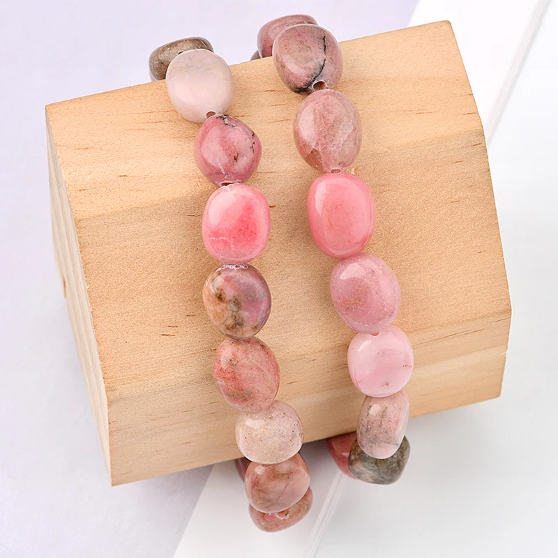 

Classic Healing Crystal Natural Rhodonite Bracelet Gemstone tumbled nugget Bracelet Women Men Jewelry