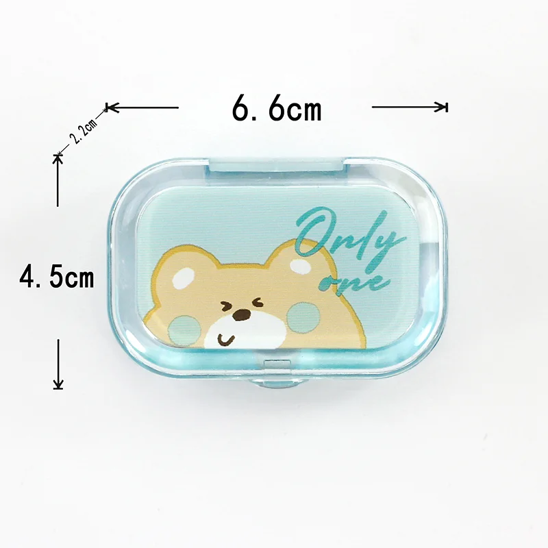 

Portable cheap hot sale small cute cartoon contact lens case container, 4 colors