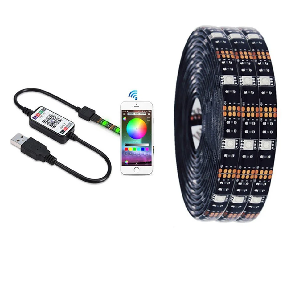 5M Waterproof Bluetooth 5050 LED Strip Light RGB Music Color Changing USB Powered For TV Background Home Decoration