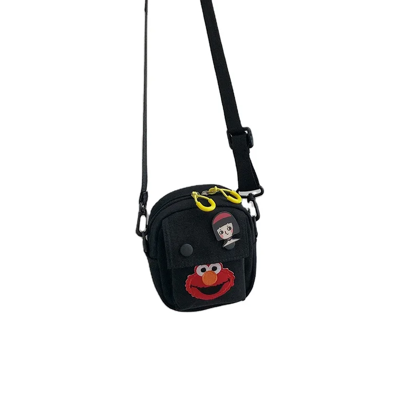 

Womens canvas single shoulder bag small square crossbody messenger sport shoulder bag, White, green, yellow, black