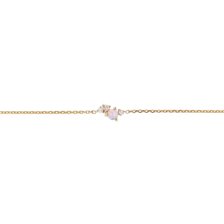 

New in 925 silver girls Tiny Opal diamonds fine chain charm bracelet