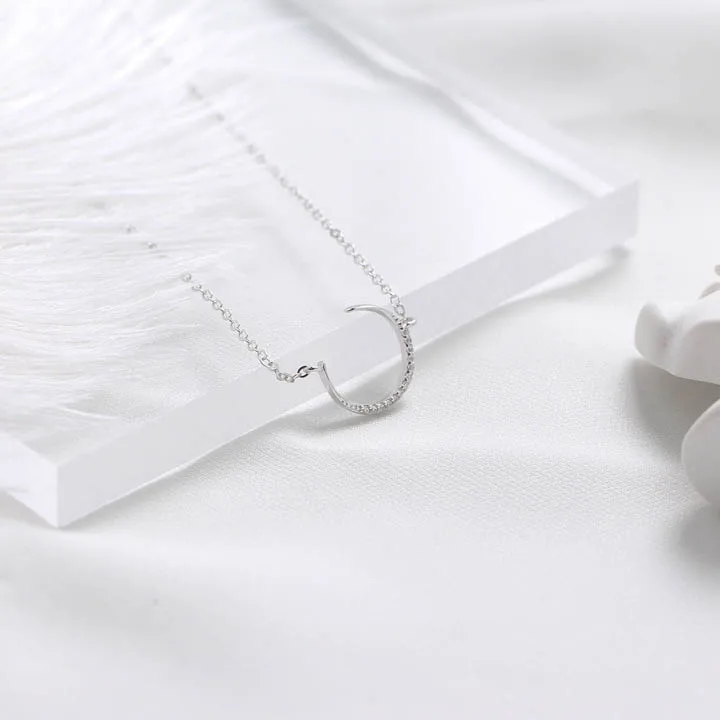 

Delicate 925 sterling silver necklace half moon Pendant necklace for women