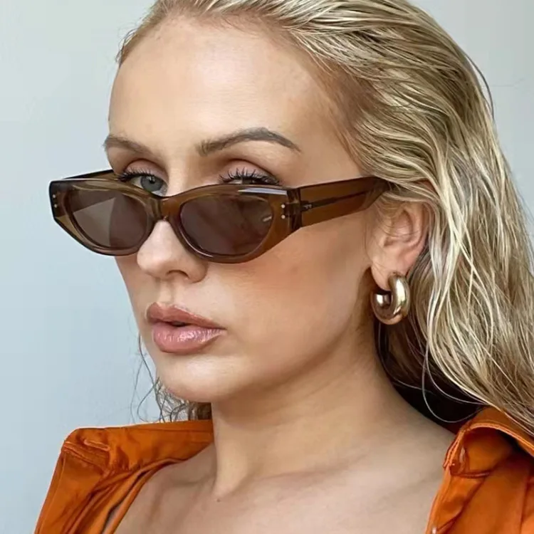 

new fashion rice nails sun glasses irregular retro sunglasses women men 2022