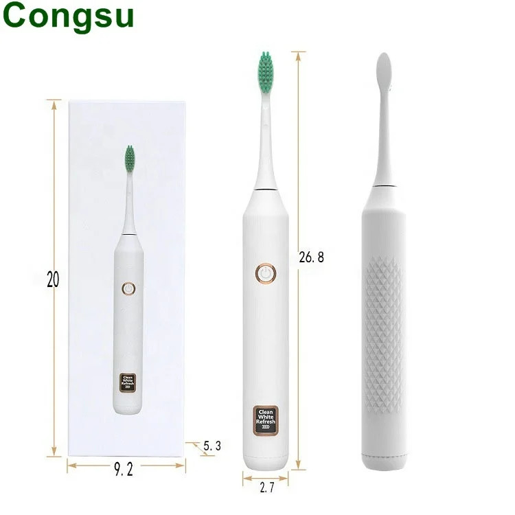 

Waterproof Soft Fur Adult Men Women Household Rechargeable Vibration Electric Toothbrush, White/black