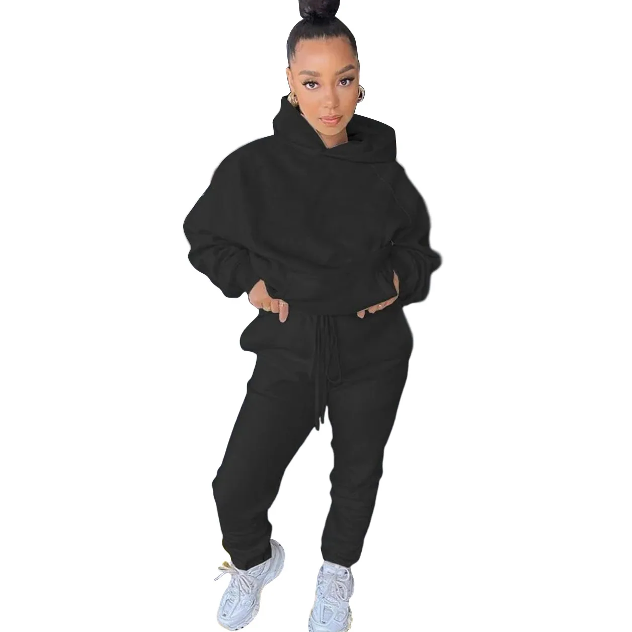 

Hooded sweater long sleeve style sweater suit