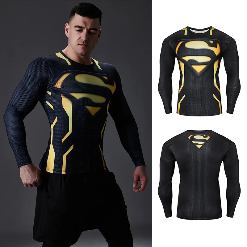 

Small Batch 3d Men T shirts Customized Logo Compressed T shirt S-4XL Size T-shirt Long Sleeve Gym Bodybuilding Tops