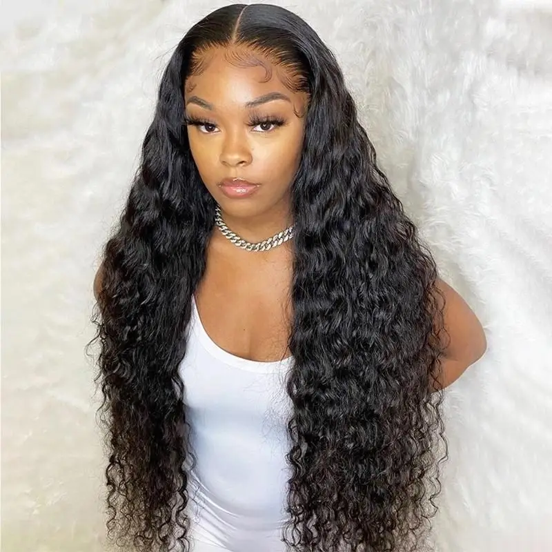 

Unprocessed Raw Remy Virgin Hiar Brazilian HD Transparent Lace Wig 13x6 Water Wave Lace Front Human Hair Wigs For Black Women, Natural color lace wig