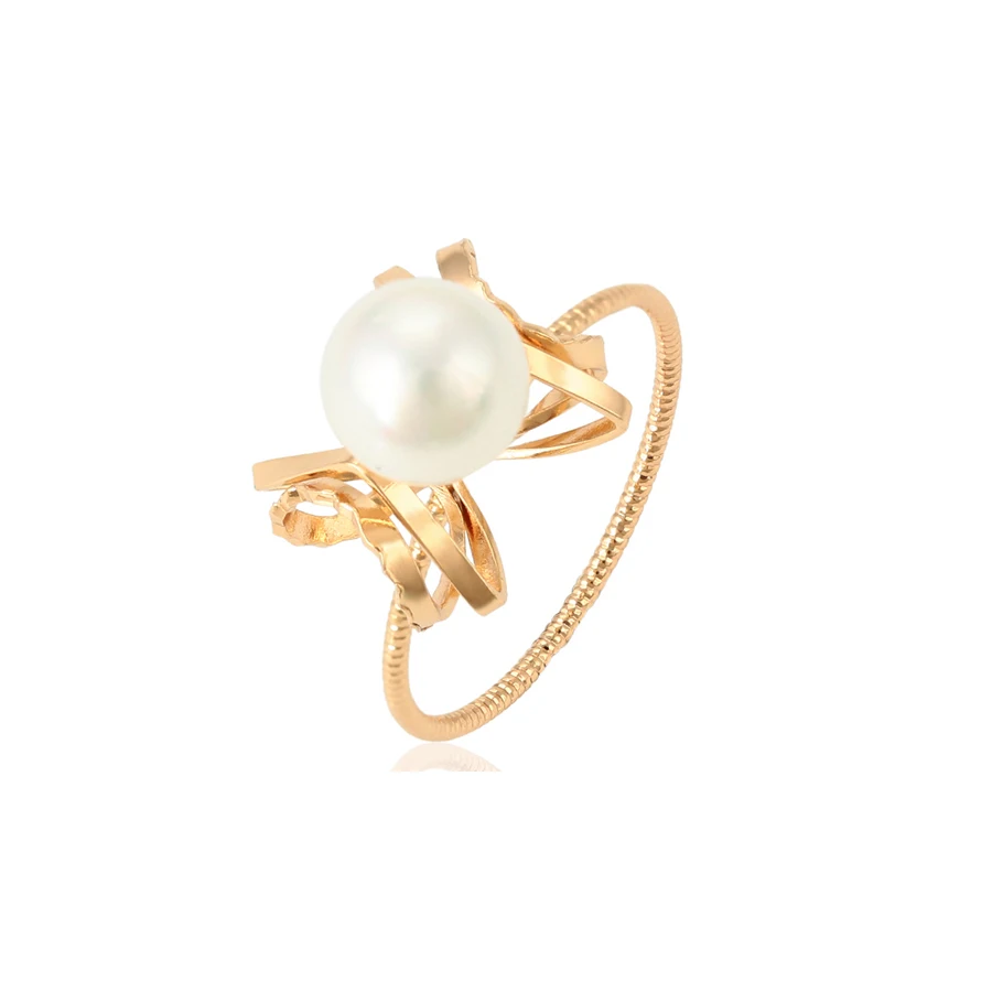 

15458 xuping 18k gold plated fashion funky imitation elegant pearl ring for ladies, 18k gold color