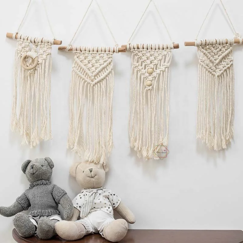 

small decoration handmade macrame wall hanging wall woven macrame kids room decor wholesale, Different colors