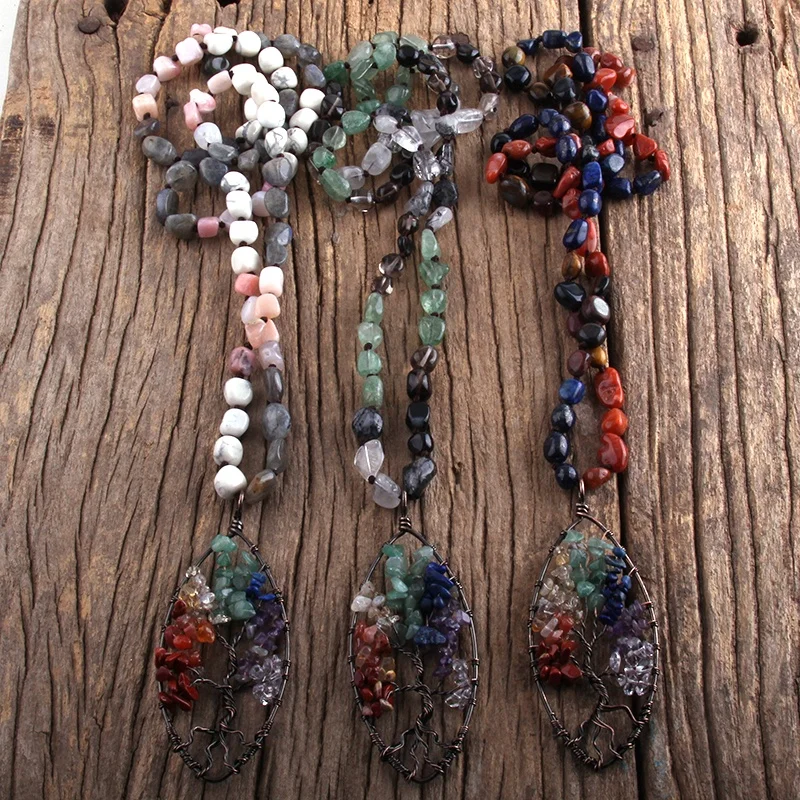 

Fashion Boho Jewelry Random Shape Natural Stones Rainbow Circle Round Pendant Necklaces Women Bohemia Necklace