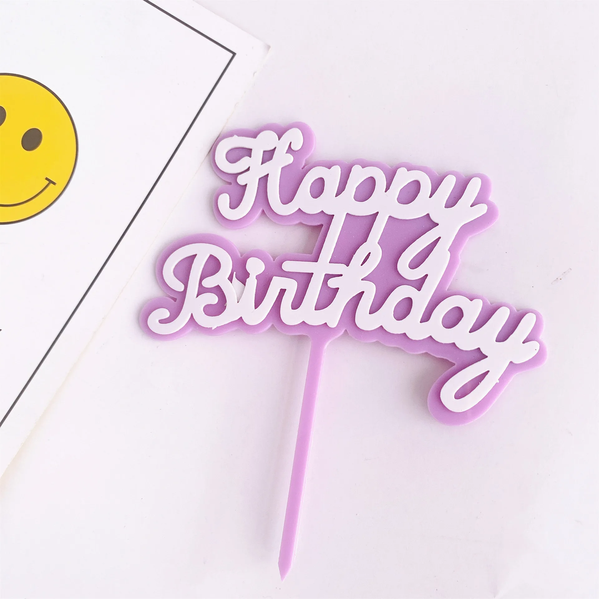 

Artistic Handwriting Home DIY Happy Birthday Colorful Acrylic Cake Topper For Birthday Party decoration