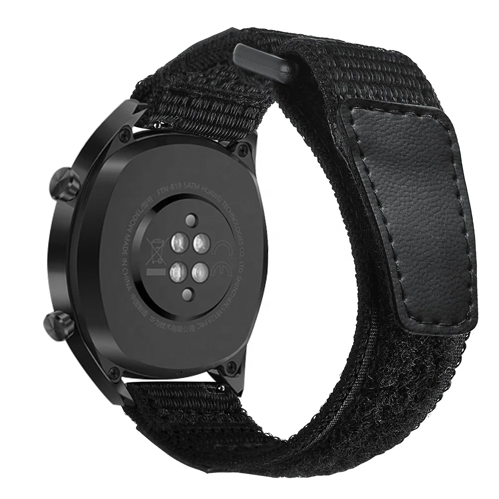

For Huawei Watch GT GT2 For Honor Magic 2 46mm Nylon Band Leather Strap Smart Watch  Band Accessories, Black