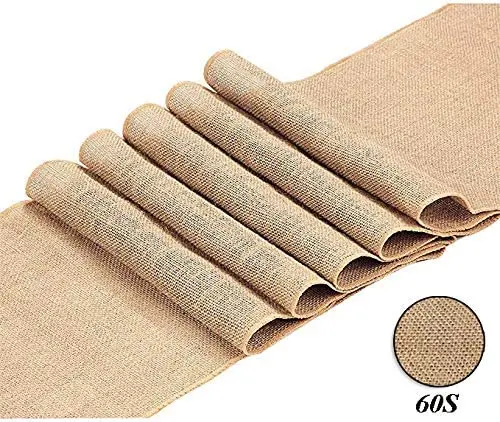 12X72"/12" x 108" Natural Jute Burlap Table Runner for Rustic Wedding Party Reception Decoration