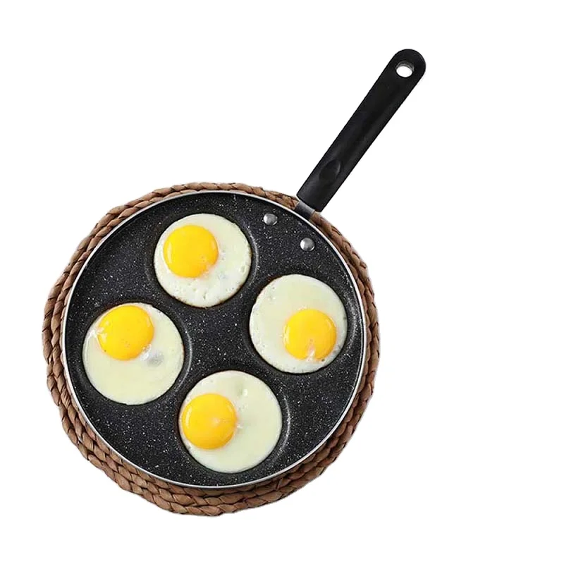 

TEENRA Four-hole Frying Pot Thickened Omelet Pan Non-stick Egg Pancake Steak Pan Cooking Egg Ham Pans Breakfast Maker, Gray