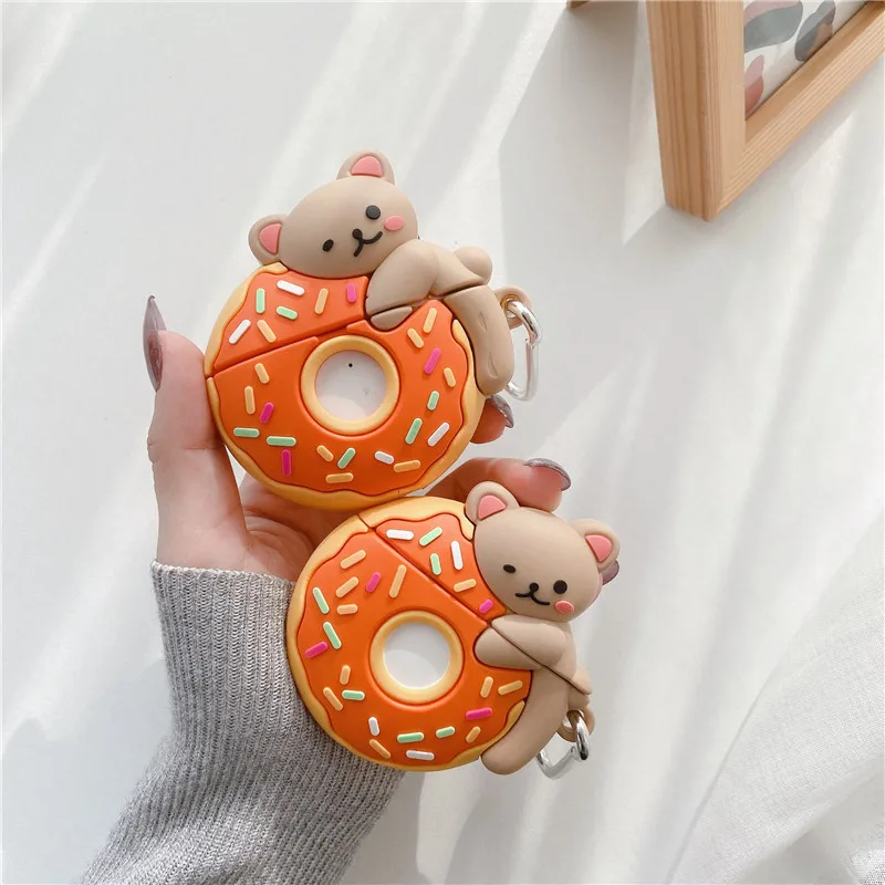 

2021 New Designers Cute Bear Chocolate Cookies Soft Silicone Protective Case Cover for Airpods 1 2 for Air Pods Pro