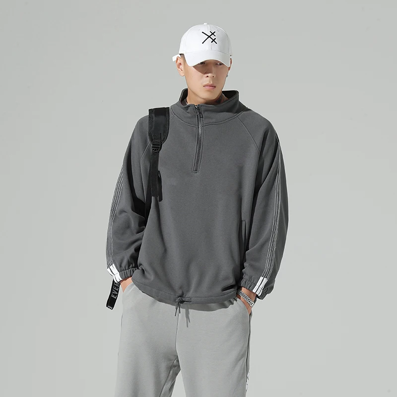 

Zipper Sweatshirt Men Streetwear 2021 Brand New Man Hoodies High Street Stand Collar Harajuku Hoodies Sweatshirts Men Clothing