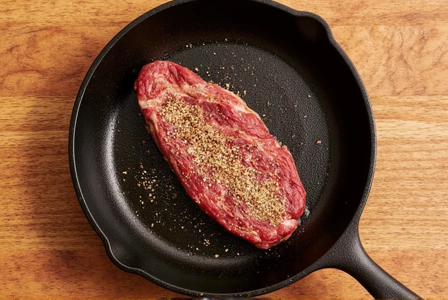 Seasoning a steak for pan frying
