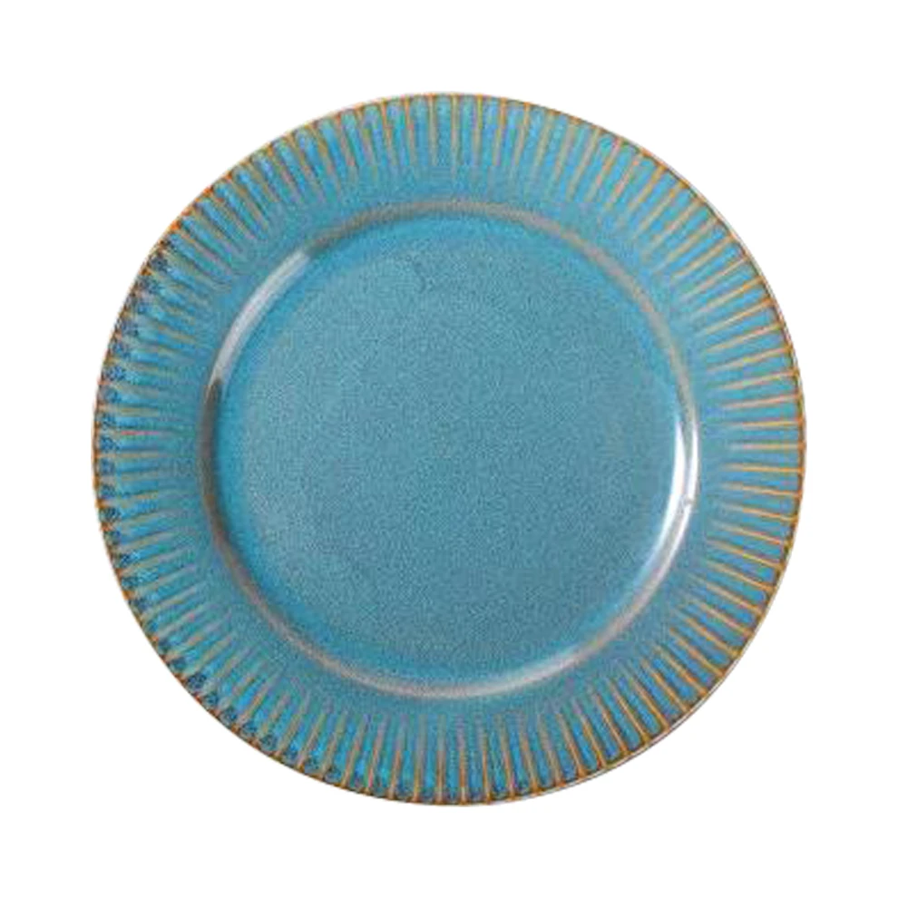 

Made In China unbreakable Yayu 12 inch blue ceramic embossed round dining plates for fruit pizza plate ceramic restaurant